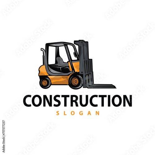 Forklift logo heavy vehicle vector design simple heavy equipment transportation illustration template