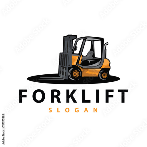 Forklift logo heavy vehicle vector design simple heavy equipment transportation illustration template