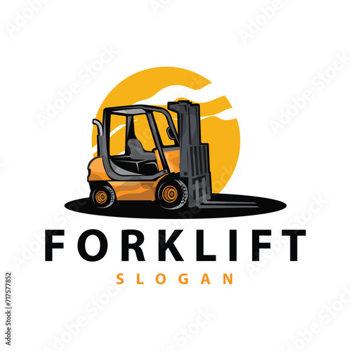 Forklift logo heavy vehicle vector design simple heavy equipment transportation illustration template