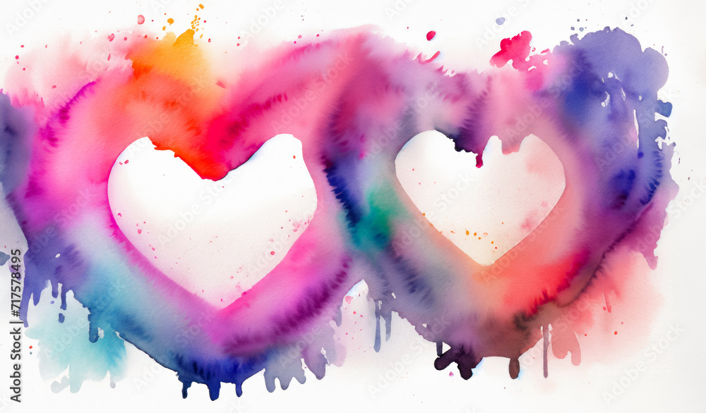 watercolour painted heart, valentines day background