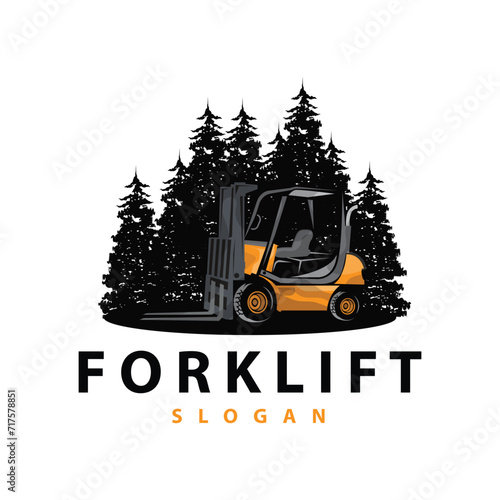 Forklift logo heavy vehicle vector design simple heavy equipment transportation illustration template
