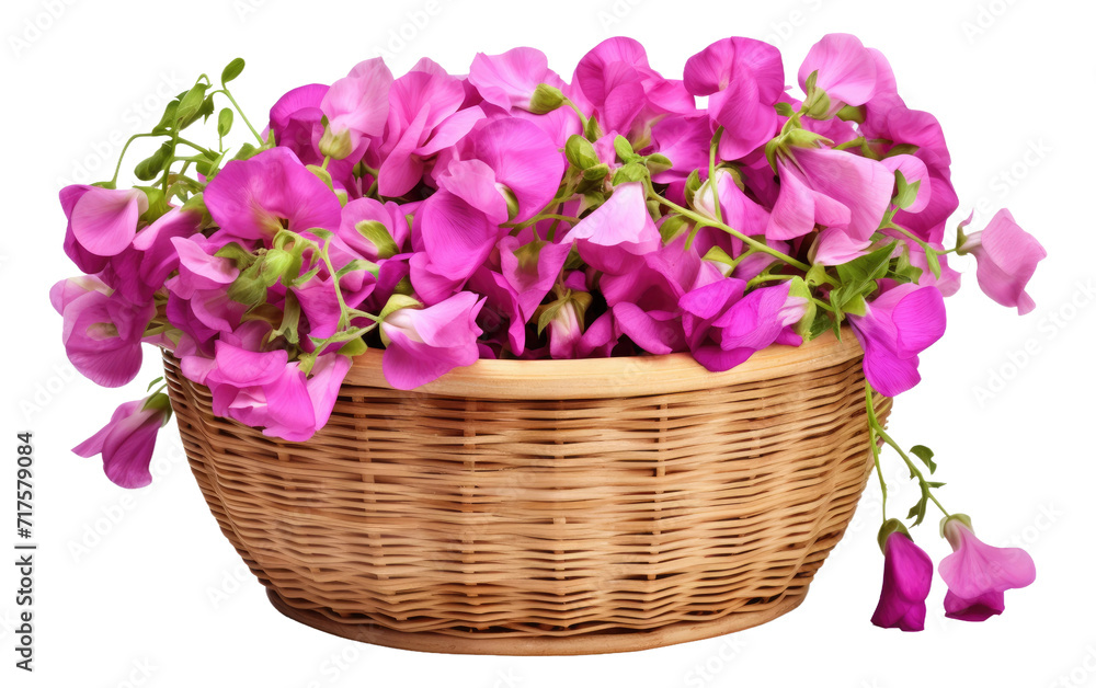 Basket of Sweet Peas isolated on transparent Background