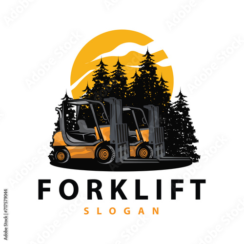 Forklift logo heavy vehicle vector design simple heavy equipment transportation illustration template
