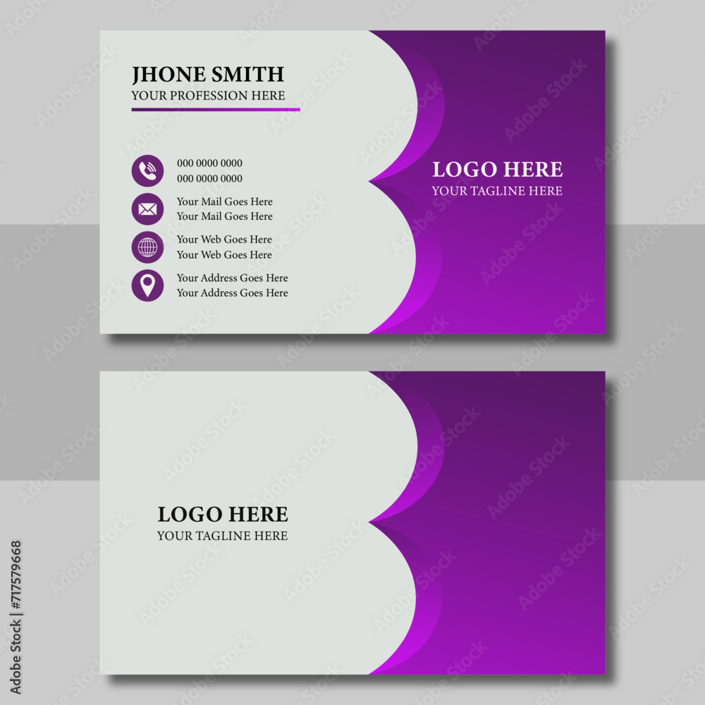 Fototapeta premium Double-sided creative business card vector design template. Business card for business and personal use.