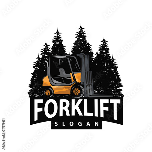 Forklift logo heavy vehicle vector design simple heavy equipment transportation illustration template