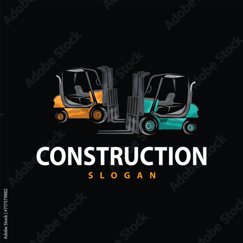 Forklift logo heavy vehicle vector design simple heavy equipment transportation illustration template