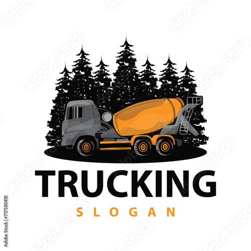 Truck logo heavy vehicle mining truck transportation design vector illustration template