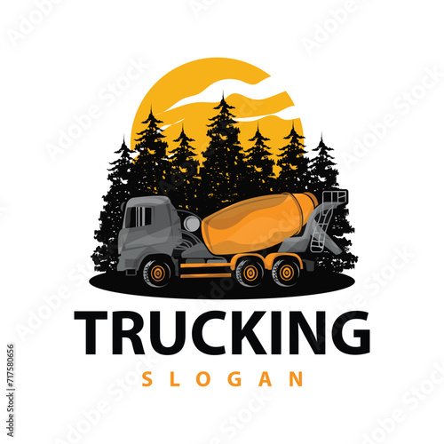 Truck logo heavy vehicle mining truck transportation design vector illustration template