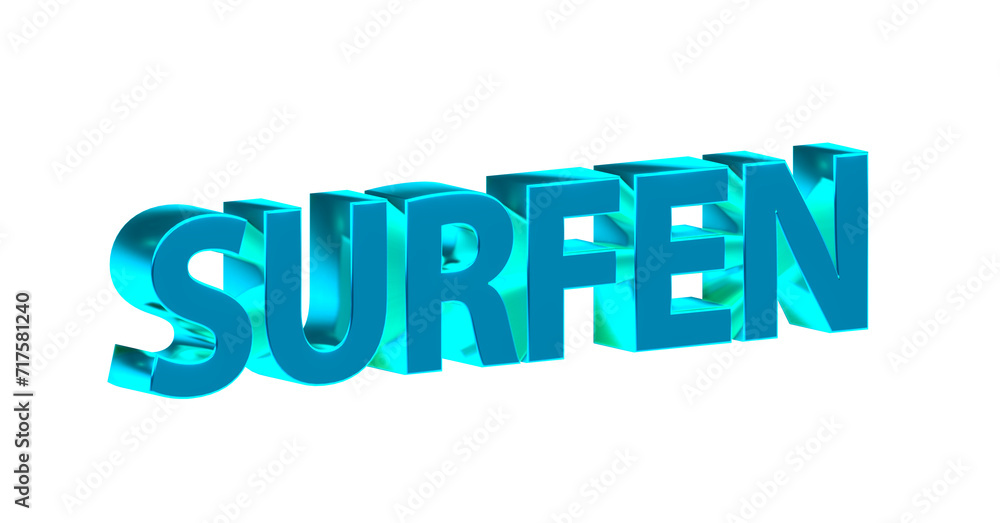 Surfen, Wellenreiten, Windsurfen, Internet, Sport - hellblaue plakative 3D-Schrift, Freisteller, Rendering
Surfen, Wellenreiten, Windsurfen, Internet, Sport - hellblaue plakative 3D-Schrift, Freisteller, Rendering