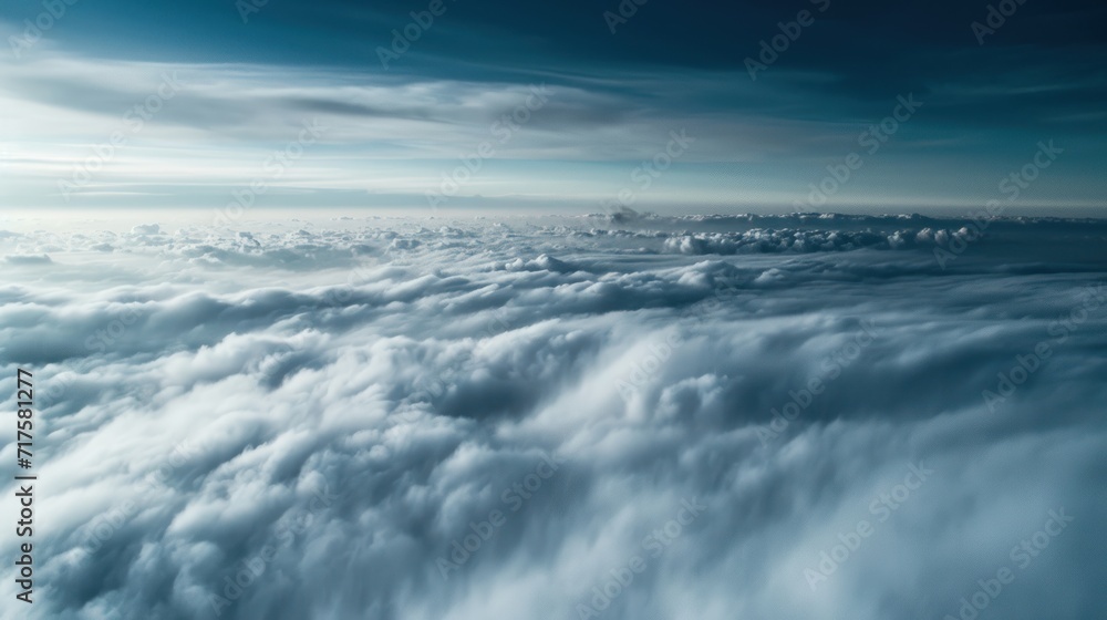 The sea of clouds from above and behind contained black smoke produced by volcanoes.