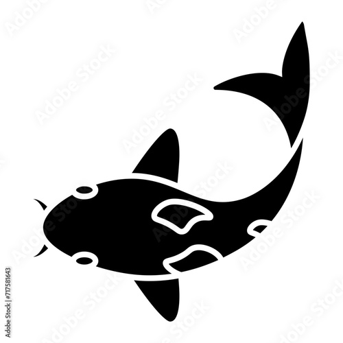 Lunar new year ornament. koi icon on glyph style