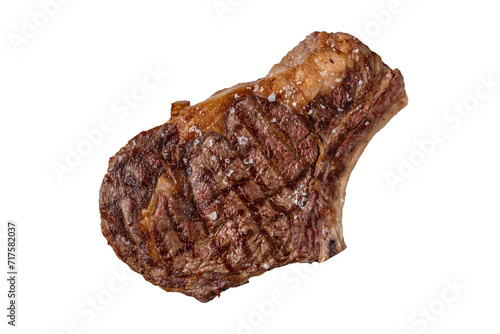 Dallas steak cooked on barbecue on white background