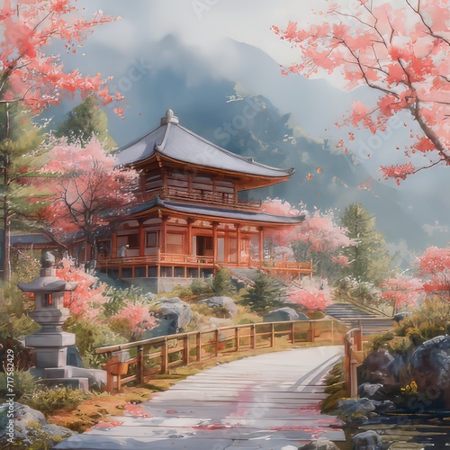 japanese temple in autumn
