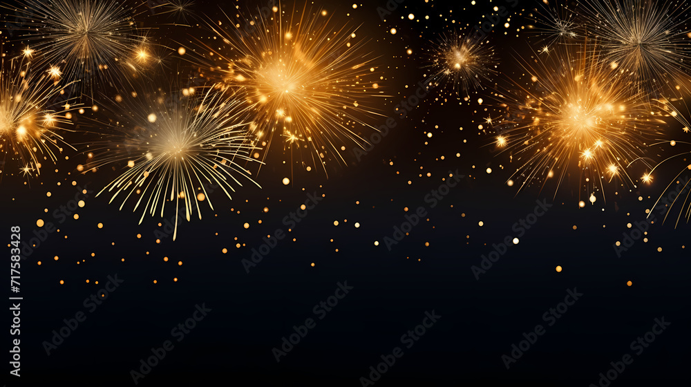 Naklejka premium Happy New Year, burning fireworks with bokeh light background