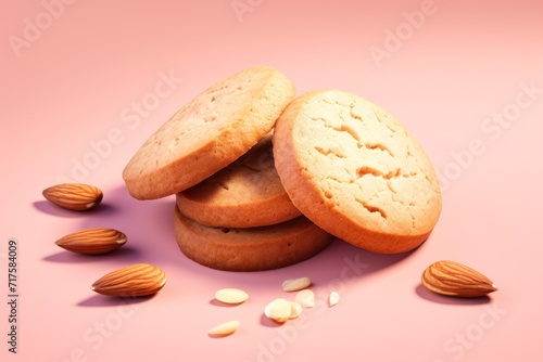 Gluten-Free Almond Biscuits, a Healthy and Delicious Option, on isolated pink background, Generative AI