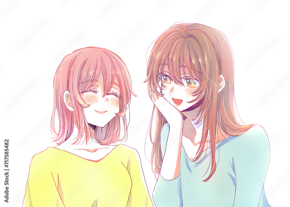 笑顔で話す女性2人