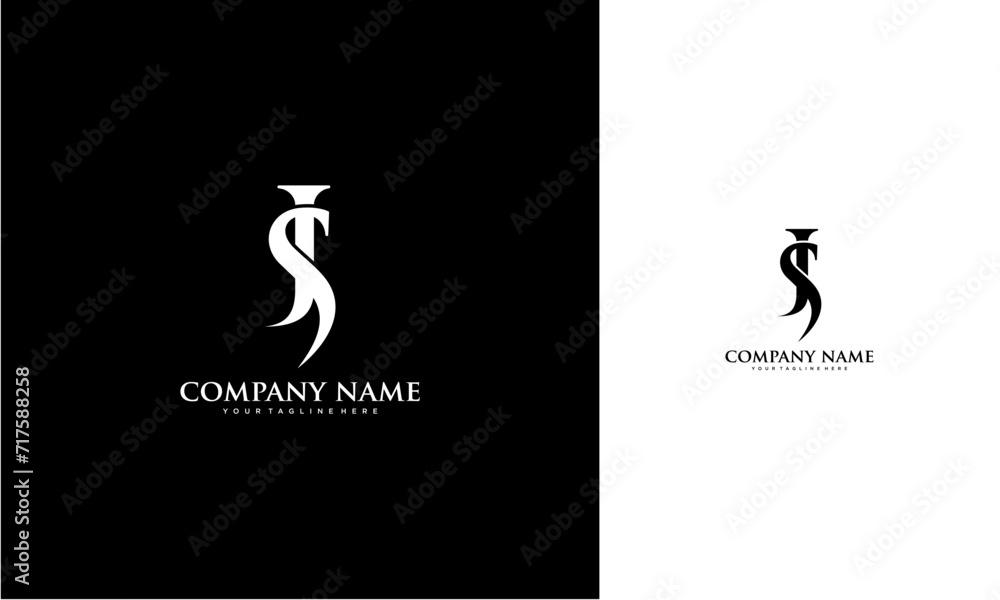 Fototapeta premium JS or SJ initial logo concept monogram,logo template designed to make your logo process easy and approachable. All colors and text can be modified.
