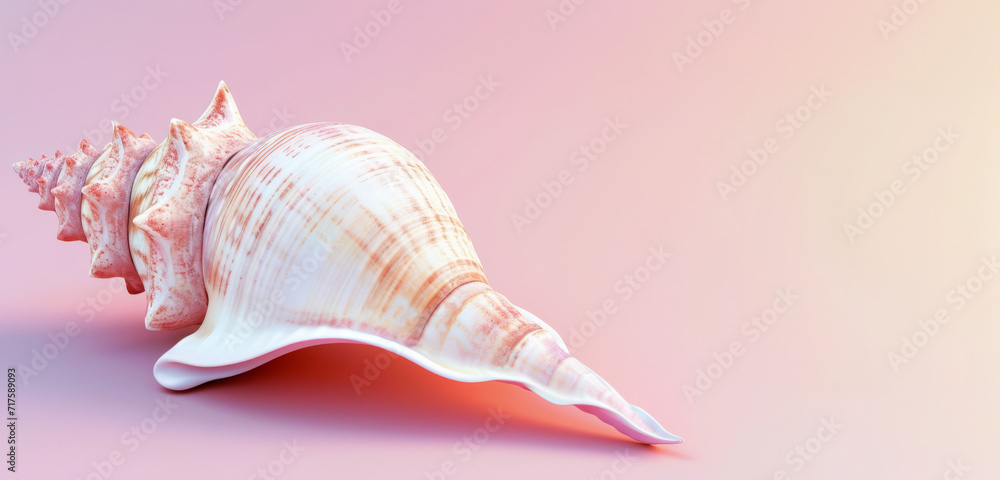 Elegant seashell against a soft pink to peach gradient background. Elegant seashell against a soft pink to peach gradient background.