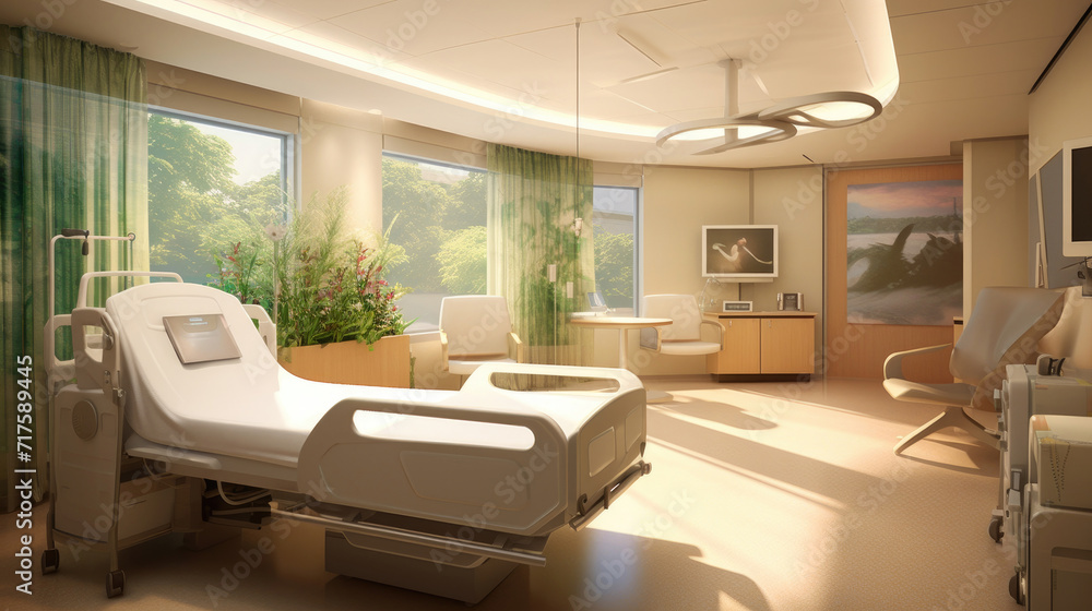 Patient support equipment in the Recovery ICU room Patient support equipment in the Recovery ICU room