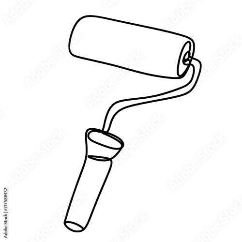 Paint roller single continuous line drawing 