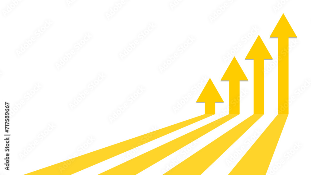 A series of yellow arrows of increasing size, pointing upwards to symbolize growth, progress, or success, set on a white background. A series of yellow arrows of increasing size, pointing upwards to symbolize growth, progress, or success, set on a white background.