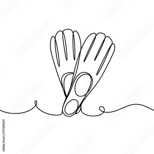 Flippers in continuous line art drawing