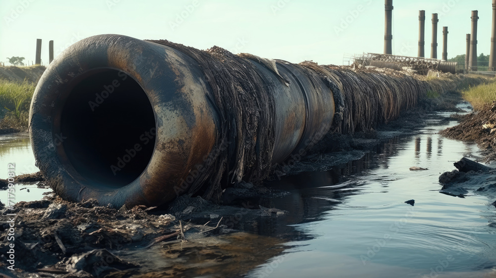 Photo of waste water pollution in the river Photo of waste water pollution in the river