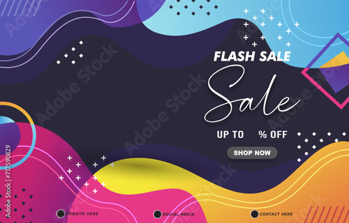 flash sale discount template banner with copy space for product sale with abstract gradient colorful background design