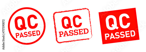QC passed quality control stamp emblem red color