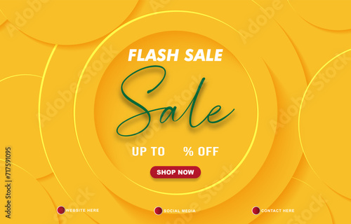 flash sale discount template banner with copy space for product sale with abstract gradient yellow background design