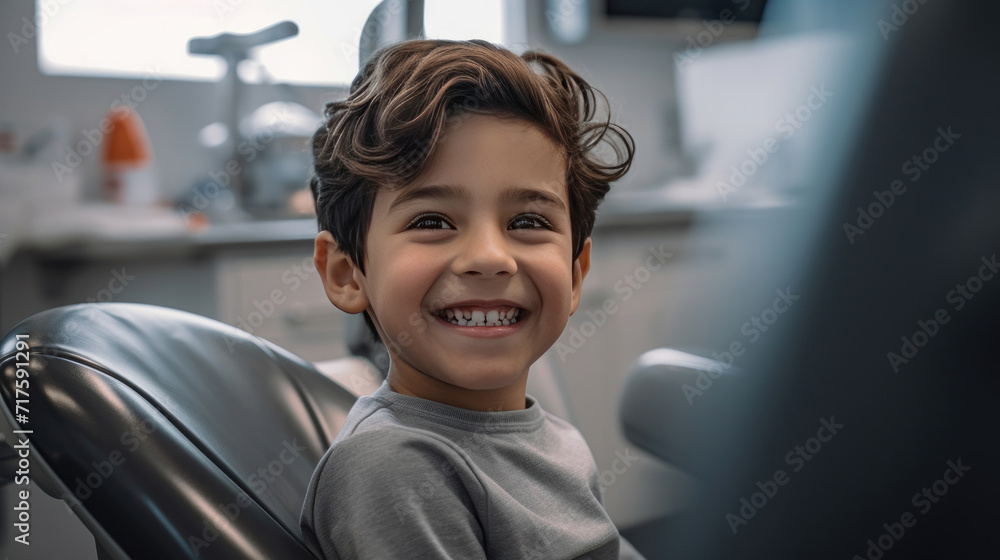 A kid sitting in a dental chair at the dentist A kid sitting in a dental chair at the dentist
