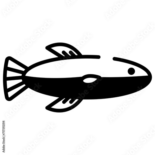 Cod fish glyph and line vector illustration