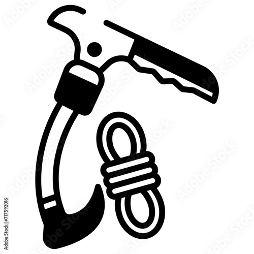 Ice Axe glyph and line vector illustration