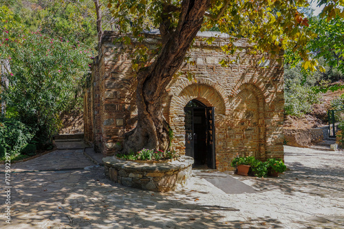 The House of the Blessed Virgin Mary is located above the ruins of Ephesus, Turkey on the hill of Coressus called the Hill of Nightingales. Here the Blessed Virgin Mary spent the last days of her life