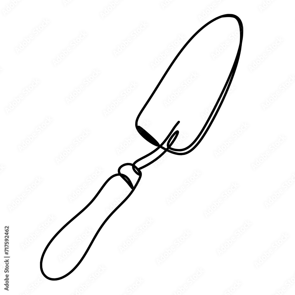 Fototapeta premium Gardening trowel single line drawing