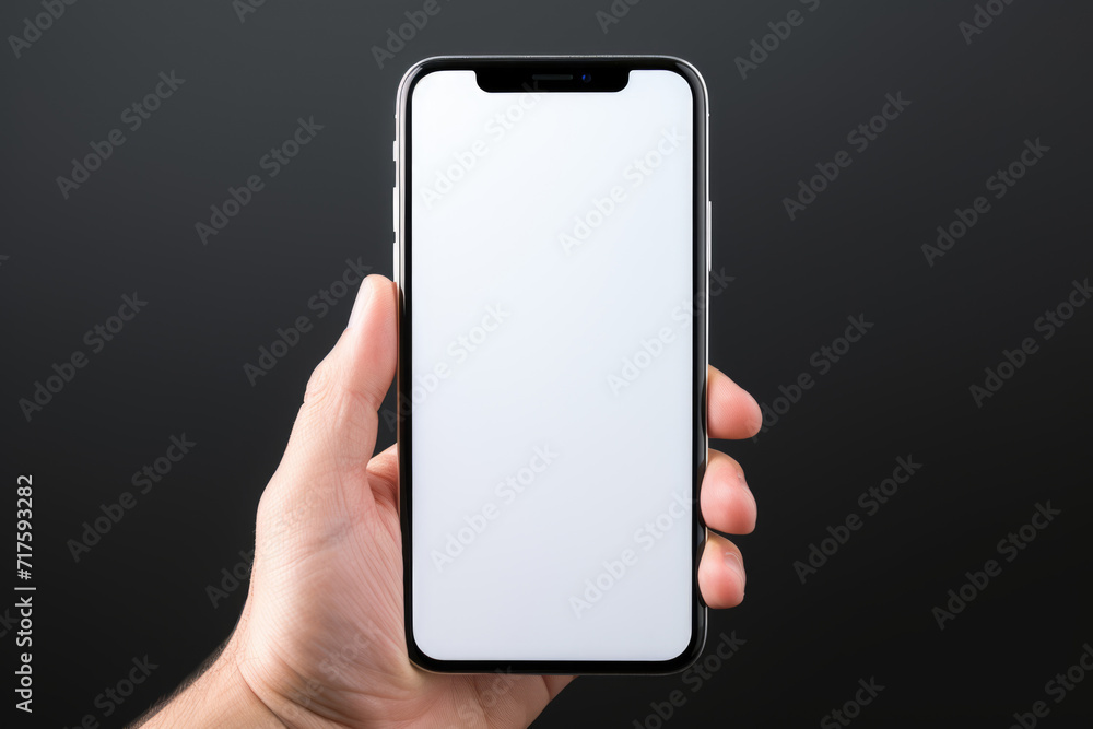 Hand Holding Smartphone with Blank Screen
