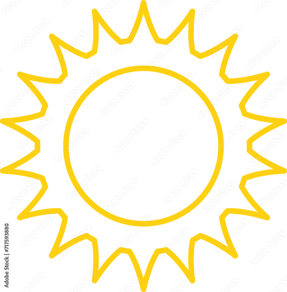 Vector cartoon yellow sun. Shining light rays. Summer Isolated vector illustration. Vector cartoon yellow sun. Shining light rays. Summer Isolated vector illustration.