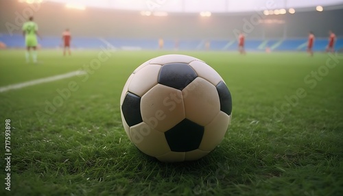 Football closeup view at football ground © One Click