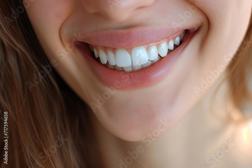 A joyful, beaming smile showcasing bright, healthy teeth, AI Generative.