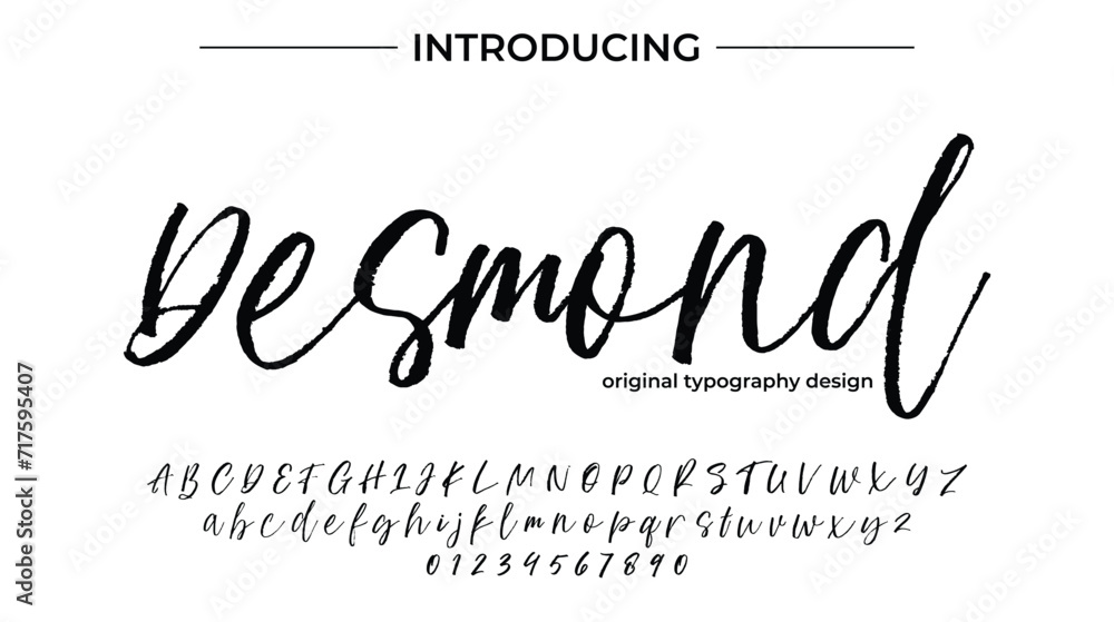 Desmond. Handdrawn calligraphic vector font for hand drawn messages. Modern gentle calligraphy Desmond. Handdrawn calligraphic vector font for hand drawn messages. Modern gentle calligraphy