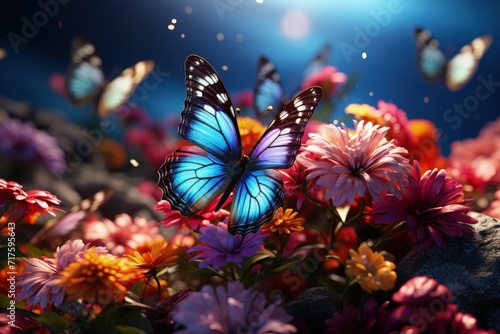 Butterflies in a flower garden