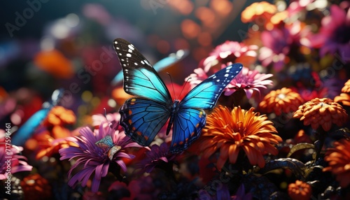 Butterflies in a flower garden © Mahenz