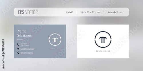 Wallpaper Mural Premium business card design template with icons for contact information and light grey background, visiting card for architect or real estate agency Torontodigital.ca