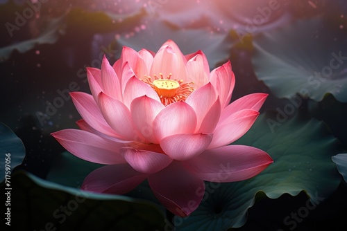 Lotus flower ,Beautiful lotus flower on water with bokeh background Ai generated
