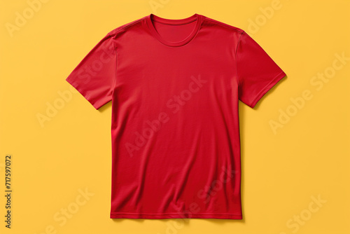 Red T Shirt mockup on yellow background