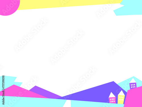 Free Download 4:3 ビビットカラーなレトロタウンフレーム⭐︎PNG
 - GFXLoad