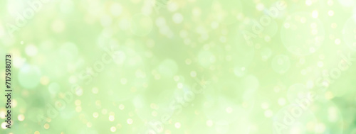 spring background - abstract banner - green and gold blurred bokeh lights -	