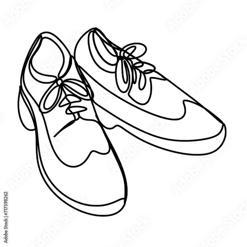 Wedding shoes for groom one line art drawing 