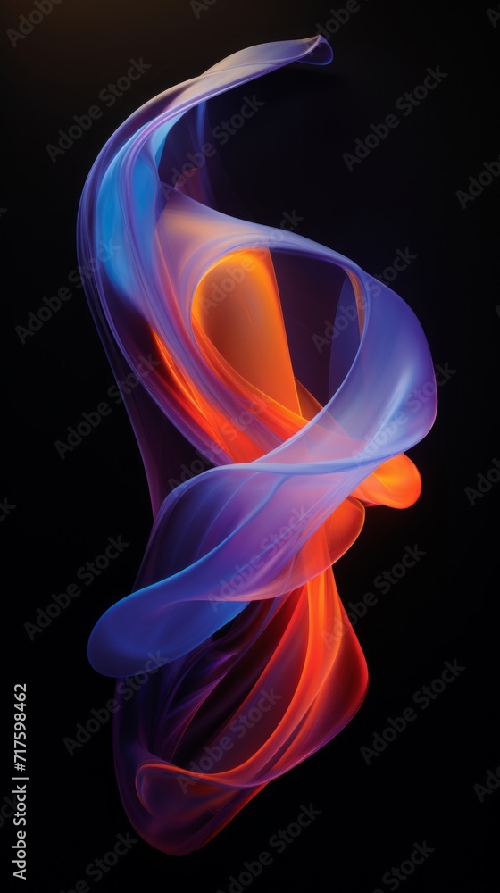 A vivid display of abstract swirls with warm and cool colors on a black background. A vivid display of abstract swirls with warm and cool colors on a black background.