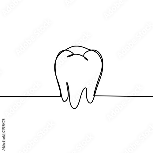 Tooth continuous one single line drawn 